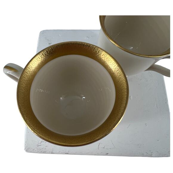 American Manor Shenango Templar Ivory Gold Rim Demitasse Teacups Elegant Vintage - Picture 11 of 15